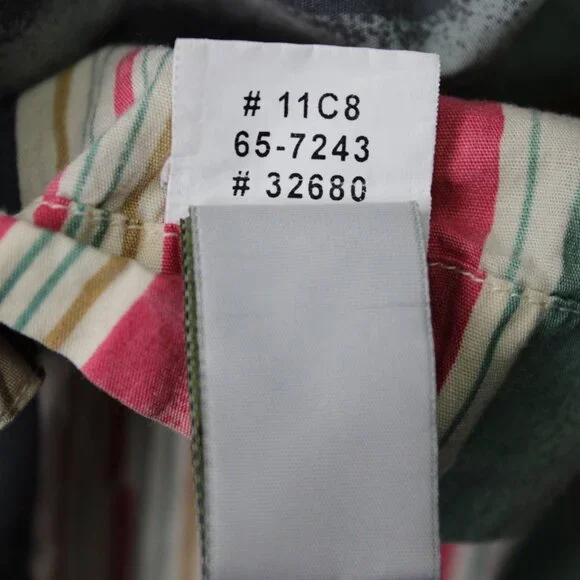 Orvis Shirt Mens Medium Green/Pink Striped 100% Cotton Short Sleeve Button - Picture 6 of 10